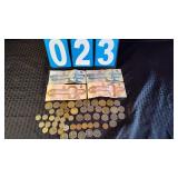 GROUP OF VARIOUS CANADIAN CURRENCY & COINS