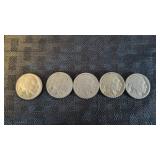 1935 1929 1937 & 2 UNKNOWN DATE BUFFALO NICKELS