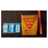 ALLEGANY MOTOR OIL BOLIVAR NY 2 GALLON OIL CAN