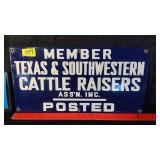 TEXAS CATTLE RAISERS PORCELAIN SIGN 10X20