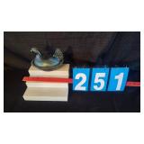 BLUE IRIDESCENT HEND ON NEST COVERED DISH