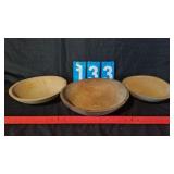 3 VARIOUS WOOD CARVED BOWLS