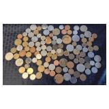 LARGE GROUP OF FOREIGN COINS & TOKENS