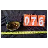 2 HANDLED BONBON CARNIVAL GLASS DISH