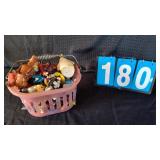 BASKET OF VINTAGE TOYS