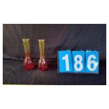 2 AMBERENA GLASS VASES