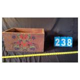 HAND PAINTED WOOD CRATE 19X11X10