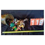 BASKET OF OLD TOYS & BREYER HORSE