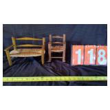 RUSH BOTTOM DOLL CHAIR & BENCH