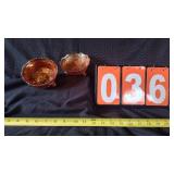 (2) FOOTED BUTTERFLY & BERRY CARNIVAL GLASS BOWLS