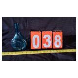 BLUE CARNIVAL GLASS BOTTLE WITH ASTRONAUTS