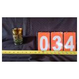 DECORATIVE CARNIVAL GLASS TUMBLER