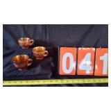 3 MARIGOLD COLORED CARNIVAL GLASS PUNCH CUPS