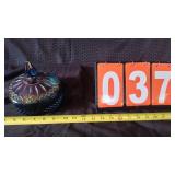 INDIANA GLASS BLUE CARNIVAL GLASS COVERED DISH