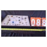 GLASS TOP DISPLAY CASE WITH MARBLE COLLECTION