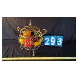 GLASS FRUIT & VEGETABLES IN BASKET