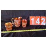 3 PIECES OF  MARIGOLD COLORED CARNIVAL GLASS