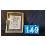 FRAMED BILL COUSE PENCIL DRAWING
