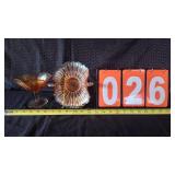2 PIECES MARIGOLD COLORED CARNIVAL GLASS