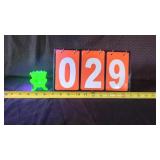 3 FOOTED URANIUM GLASS TOOTHPICK HOLDER