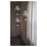 ADJUSTABLE POLE LAMP WITH MILK GLASS SHADES