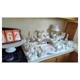 LARGE COLLECTION OF FENTON HOBNAIL & MILK GLASS