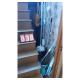GROUP OF BROOMS/ CLEANING SUPPLIES & MISC.