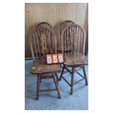 4 OAK SWVEL BAR STOOLS