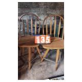 2 WOOD SWIVEL BAR STOOLS