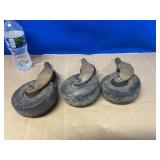 (3) Noelting Faultless Solid Rubber Casters