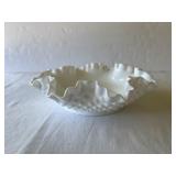 White Milk Glass Hobnail Candy Dish Bowl