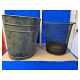 2 Vintage Metal Waste Baskets