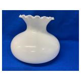 Vintage Milk Glass Ruffled Shade 6-3/4' Fitter