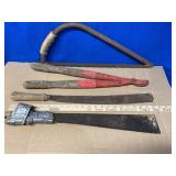 2 Vintage Machetes a Pruner & a Bow Saw