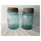 (2) Blue Pint Ball Perfect Mason Canning Fruit Jar