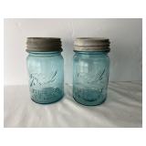 (2) Blue Pint Ball Perfect Mason Canning Fruit Jar