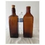 2 Vintage Brown Bottles