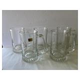 5 Clear Luminarc Glass Mugs