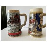 2 Clydesdales Budweiser Beer Steins Mugs