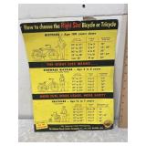 Vintage Bicycle Size Chart Cardboard Poster