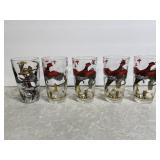 4 Pheasant & 1 Geese Drinking Bar Glasses