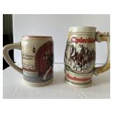 2 Clydesdales Budweiser Beer Steins Mugs