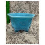 Fenton Blue Satin Chrysanthemum Planter