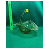 Fenton Colonial green hobnail basket