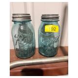 2-Ball Blue mason jars OLD