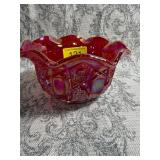 L.E. Smith red carnival Glass