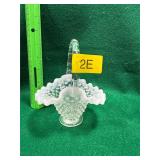 Fenton French White Opalescent Hobnail basket