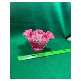 Fenton cranberry opalescent hobnail bowl