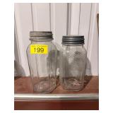 2 antique mason jars OLD