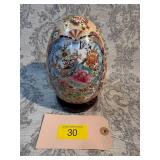 Vintage satsuma painted egg on stand